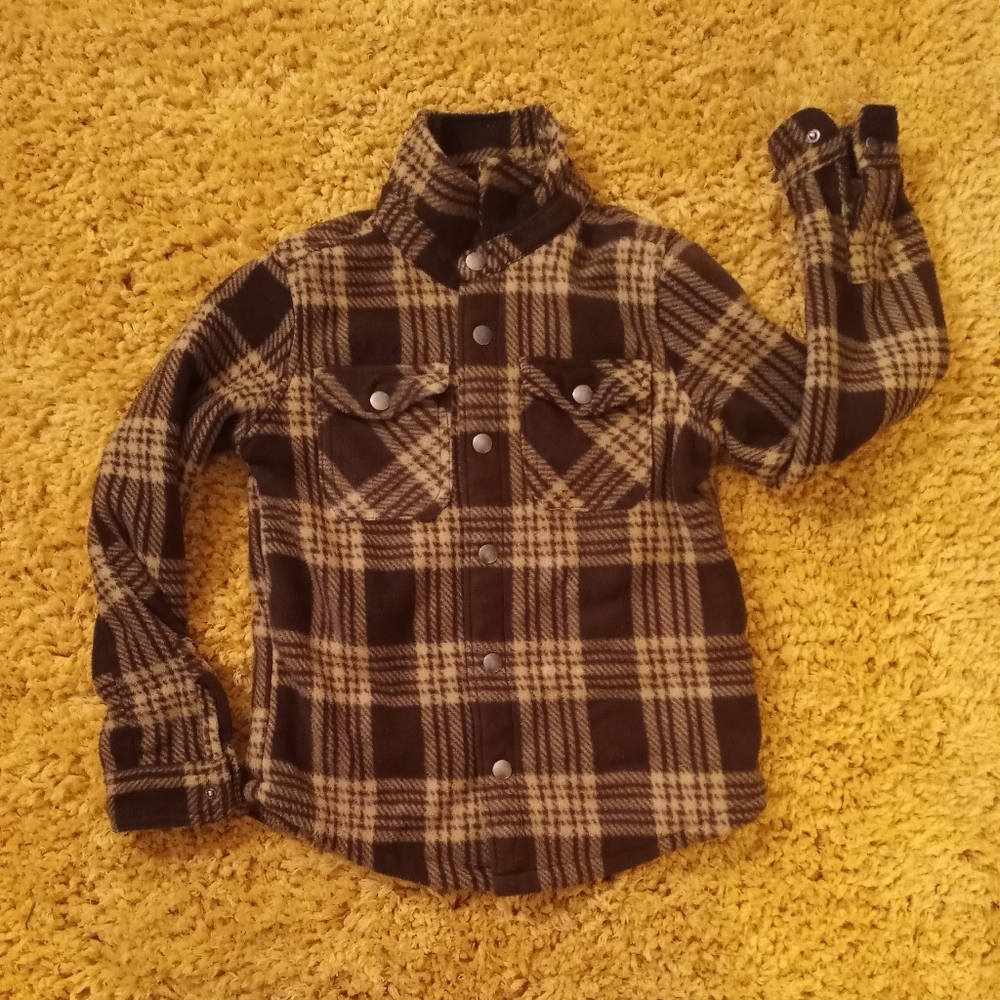 Eddie Bauer Boys snap button sherpa lined shirt jacket size 8